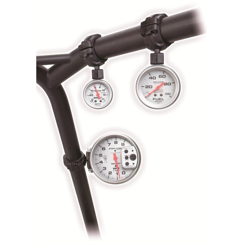 AutoMeter GAUGE MOUNT; ROLL POD FOR 1.5in. ROLL CAGE; FITS 2 1/16in. GAUGE; BLACK - eliteracefab.com