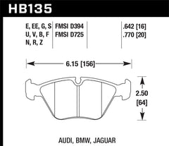 Hawk 1989-1995 BMW 525i HPS 5.0 Front Brake Pads - eliteracefab.com