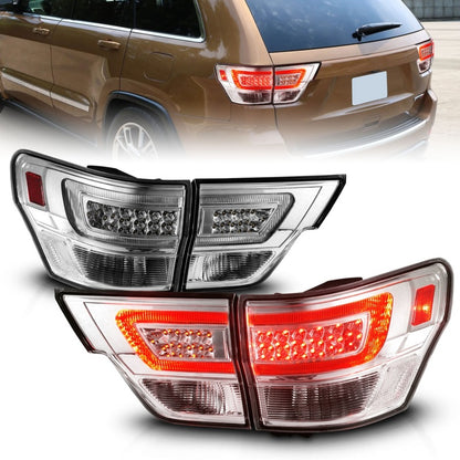 ANZO JEEP GRAND CHEROKEE 11-13 LED LIGHT BAR TAIL LIGHTS 4PCS CHROME CLEAR LENS - 311441