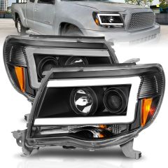 ANZO 05-09 Toyota Tacoma Projector Light Bar Style Headlights w/ C Light Bar - eliteracefab.com