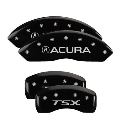 MGP 4 Caliper Covers Engraved Front & Rear Acura Black finish silver ch MGP