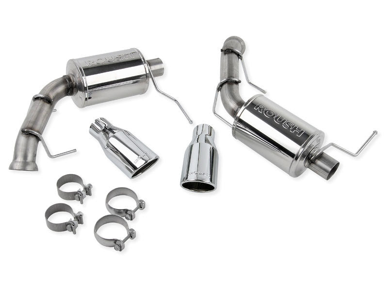 ROUSH 2011-2014 Ford Mustang V6 Enhanced Sound Dual Axle-Back w/ Round Tips - eliteracefab.com