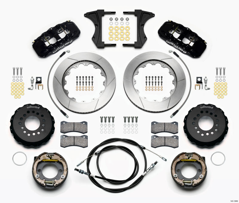 Wilwood AERO4 Rear Kit 14.00 2005-2014 Mustang w/ BMR Suspn. w/Lines Wilwood