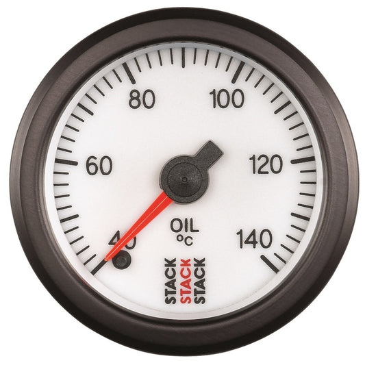 Autometer Stack 52mm 40-140 Deg C 1/8in NPTF Male Pro Stepper Motor Oil Temp Gauge - White ST3359