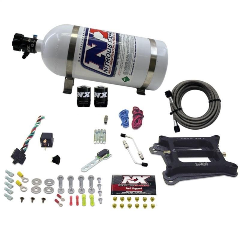 Nitrous Express 4150 4-BBL/Gasoline Nitrous Kit (50-300HP) w/10lb Bottle - eliteracefab.com