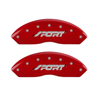 MGP 4 Caliper Covers Engraved Front & Rear SPORT Red finish silver ch MGP