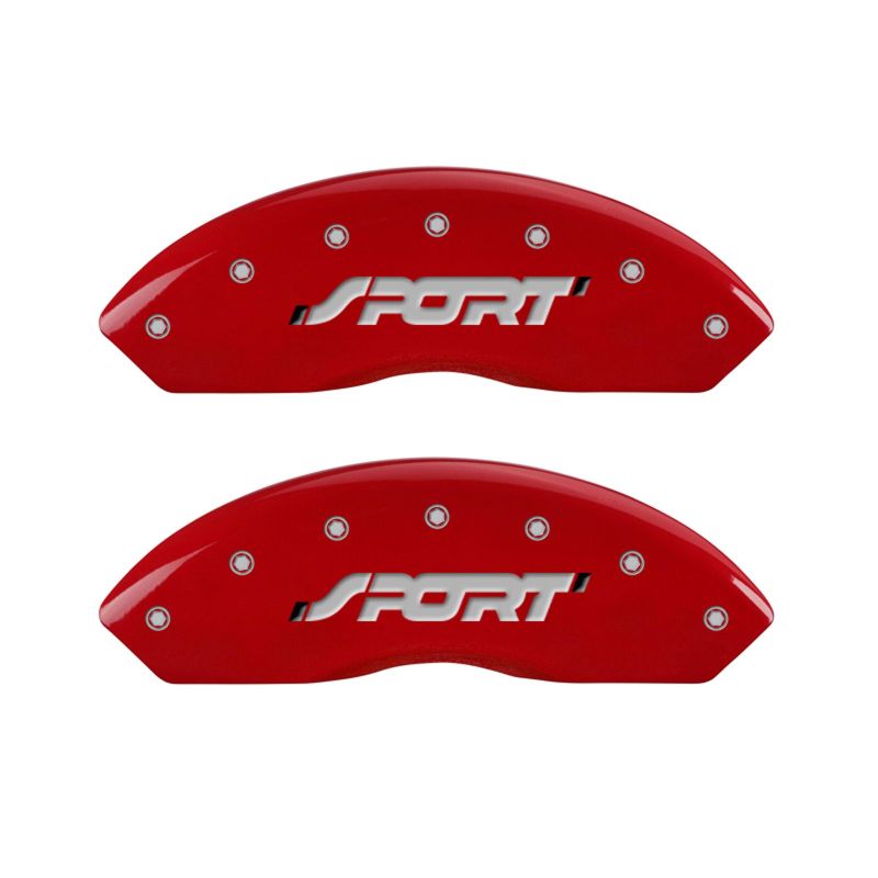 MGP 4 Caliper Covers Engraved Front & Rear SPORT Red finish silver ch MGP