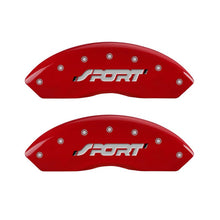 Load image into Gallery viewer, MGP 4 Caliper Covers Engraved Front &amp; Rear SPORT Red finish silver ch MGP