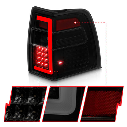 ANZO FORD EXPEDITION 07-17 LED C BAR TAIL LIGHTS BLACK SMOKE LENS W/ SEQUENTIAL SIGNAL - 311409