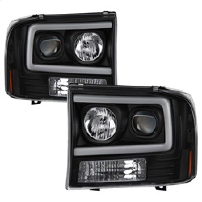 Spyder 99-04 Ford F250 Super Duty Projector Headlights - Light Bar - Black PRO-YD-FF25099V2-LB-BK - eliteracefab.com