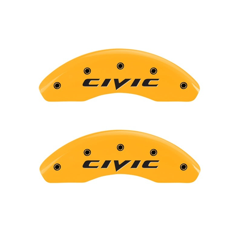 MGP 2 Caliper Covers Engraved Front 2015/Civic Yellow Finish Black Char 2011 Honda Civic MGP