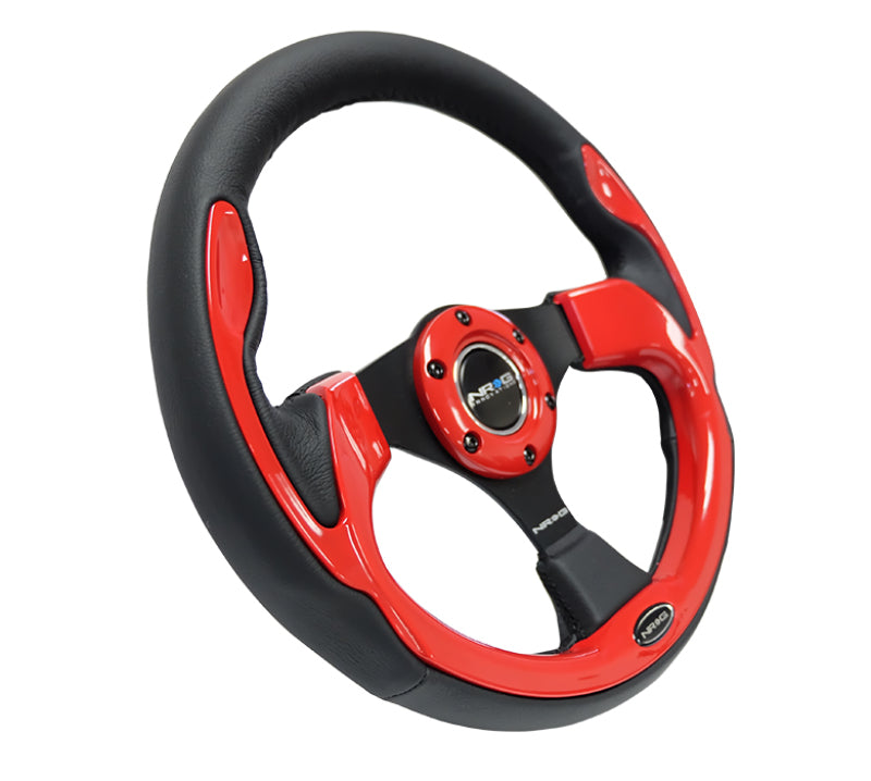NRG Reinforced Sport Steering Wheel 320mm Red Trim - eliteracefab.com