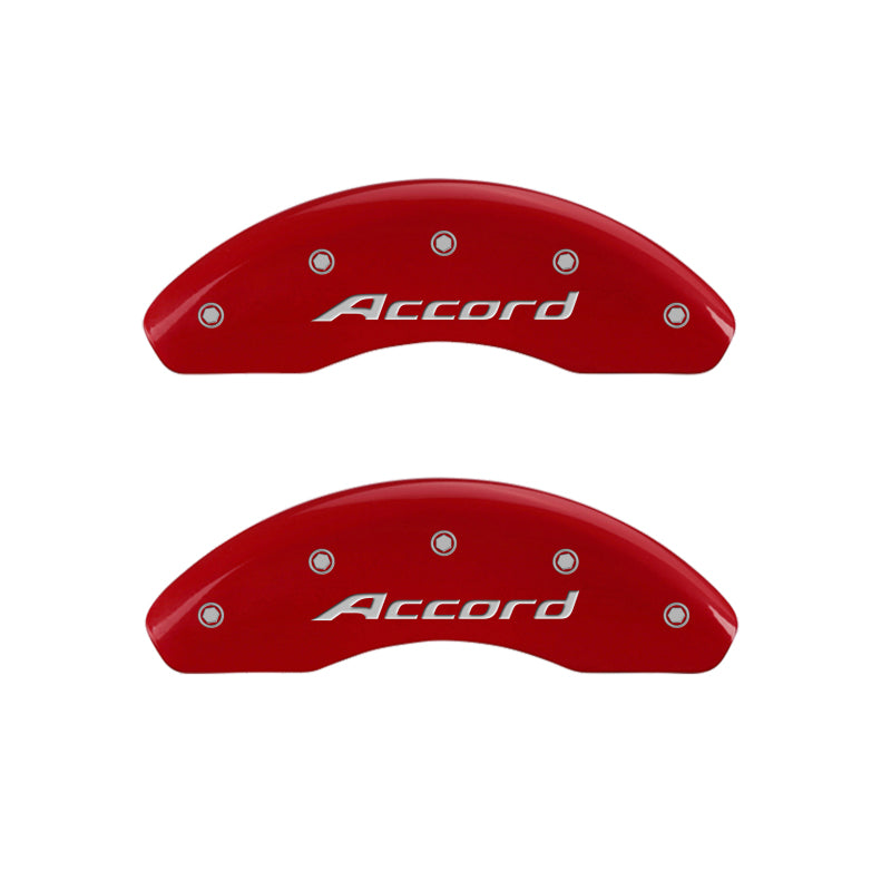 MGP 4 Caliper Covers Engraved Front Accord Engraved Rear Accord Red finish silver ch - eliteracefab.com