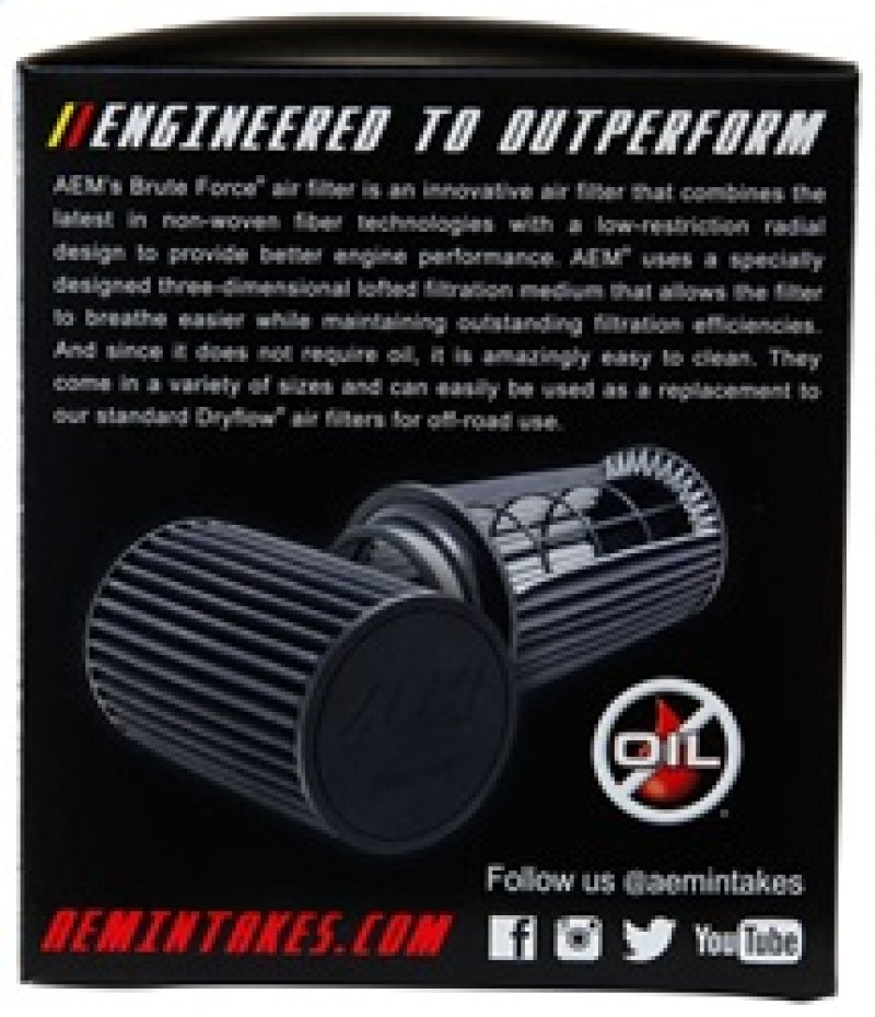 AEM Dryflow 3.25in. X 5in. Round Tapered Air Filter - eliteracefab.com