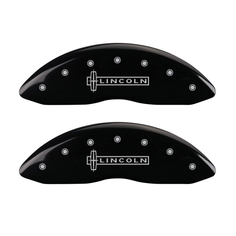 MGP 4 Caliper Covers Engraved Front & Rear Lincoln Black Finish Silver Char 2019 Lincoln MKZ MGP