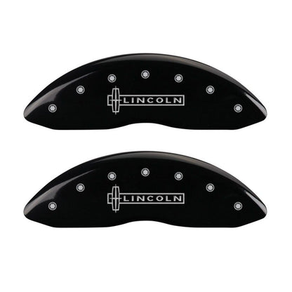 MGP 4 Caliper Covers Engraved Front & Rear Lincoln Black Finish Silver Char 2019 Lincoln MKZ MGP