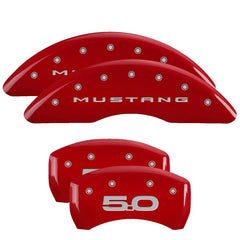 MGP 4 Caliper Covers Engraved Front 2015/Mustang Engraved Rear 2015/50 Red finish silver ch - eliteracefab.com