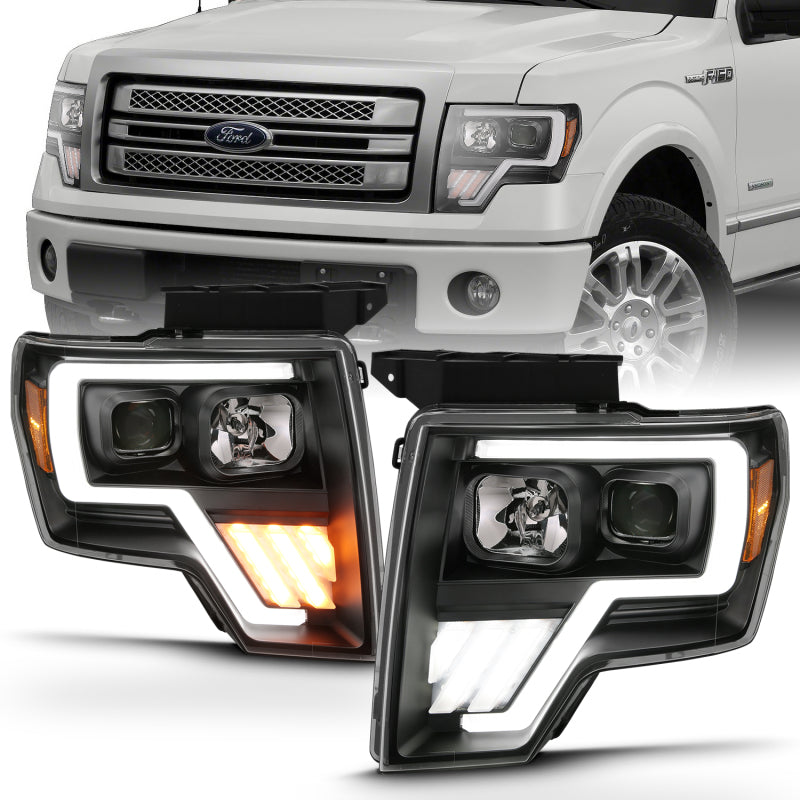 ANZO 2009-2013 Ford F-150 Projector Light Bar G4 Switchback H.L.Black Amber - eliteracefab.com