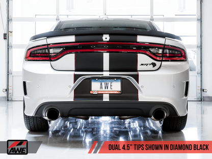 AWE Tuning 2015+ Dodge Charger 6.4L/6.2L Non-Resonated Touring Edition Exhaust - Diamond Blk Tips AWE Tuning