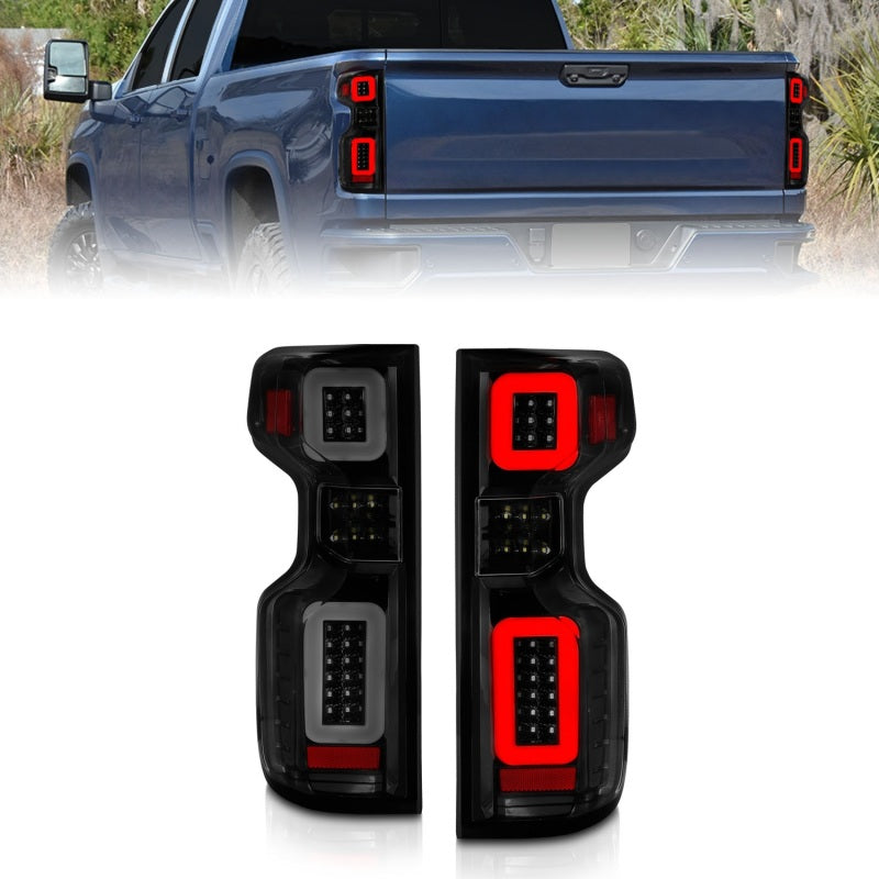 Anzo 19-21 Chevy Silverado Work TruckFull LED Tailights Black Housing Smoke Lens G2 (w/C Light Bars) ANZO