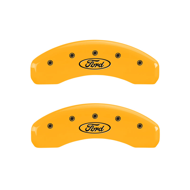 MGP 4 Caliper Covers Engraved Front & Rear Oval Logo/Ford Yellow Finish Black Char 2000 Ford F-150 MGP