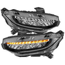 Load image into Gallery viewer, ANZO 16-17 Honda Civic Projector Headlights Plank Style Black w/Amber/Sequential Turn Signal - eliteracefab.com