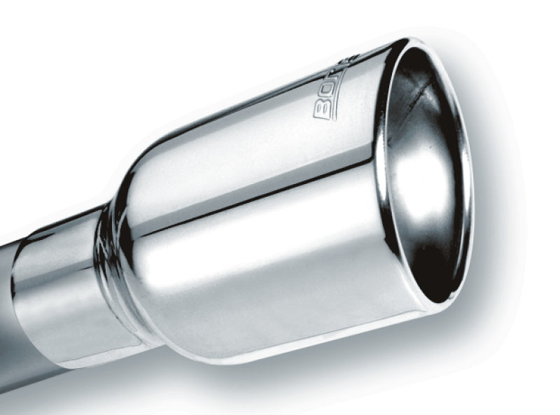 Borla Universal Polished Tip Single Oval Rolled Angle-Cut w/Clamp (inlet 2 1/2in. Outlet 4 1/4 x 3 1 - eliteracefab.com