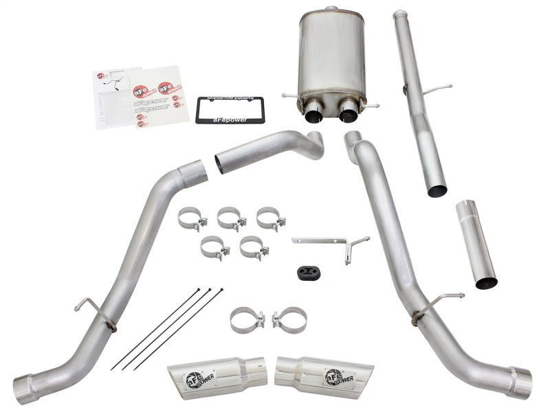 aFe Mach Force-XP Exhaust 3in Cat-Back SS 14-15 GM 1500 Trucks 4.3L/5.3L Dual Split w/ Polished Tip aFe