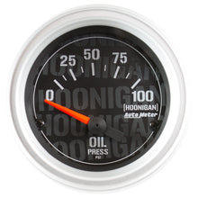 Load image into Gallery viewer, AutoMeter GAUGE; OIL PRESSURE; 2 1/16in.; 100PSI; ELECTRIC; HOONIGAN - eliteracefab.com