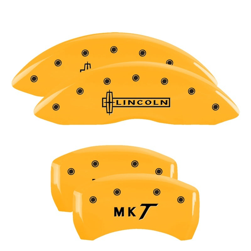 MGP 4 Caliper Covers Engraved Front Lincoln Engraved Rear Star logo Yellow finish black ch MGP