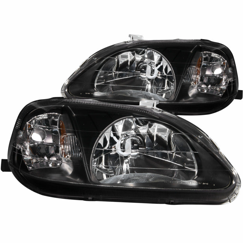 ANZO USA Honda Civic Crystal Headlights Black; 1999-2000 - eliteracefab.com