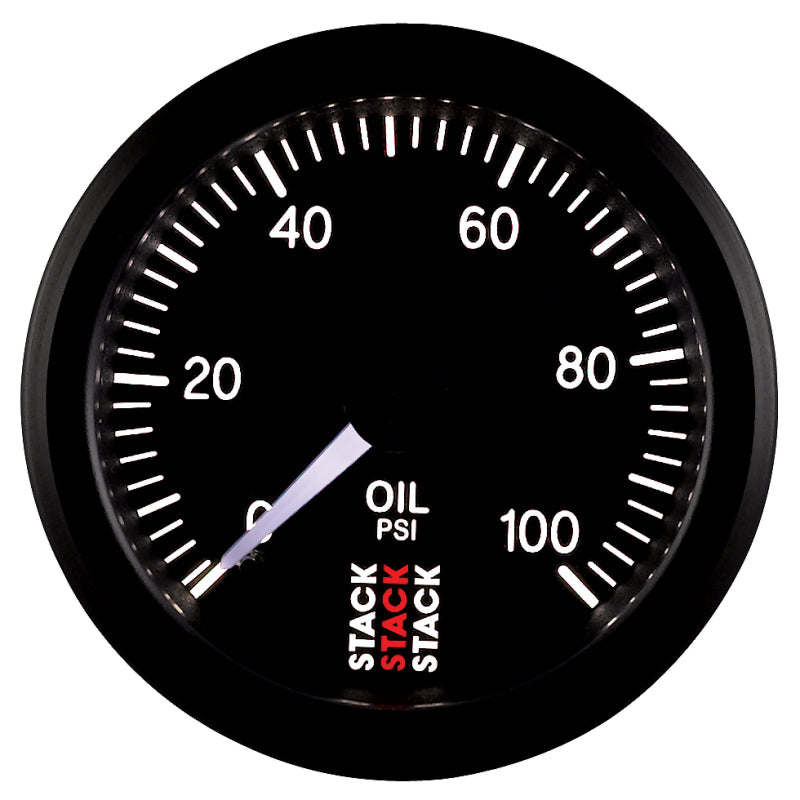 Autometer Stack 52mm 0-100 PSI 1/8in NPTF (M) Mechanical Oil Pressure Gauge - Black.