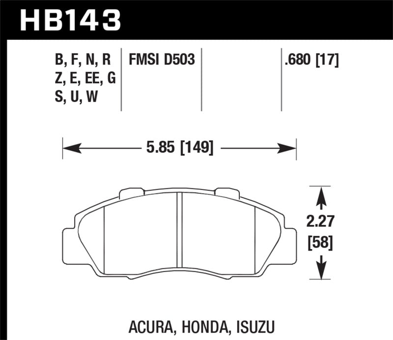 Hawk 1997-1997 Acura CL 3.0 HPS 5.0 Front Brake Pads - eliteracefab.com