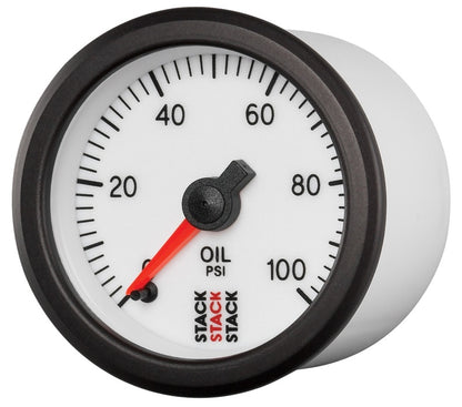 Autometer Stack 52mm 0-100 PSI 1/8in NPTF Male Pro Stepper Motor Oil Pressure Gauge - White ST3352