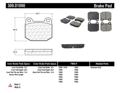 STOPTECH PERFORMANCE 05-06 LOTUS EXIGE FRONT BRAKE PADS, 309.01090 - eliteracefab.com