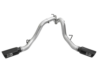 aFe Atlas Exhaust 4in Dual DPF-Back Al Steel w/ Black Tips 16-17 GM Diesel Truck V8-6.6L (td) LML aFe