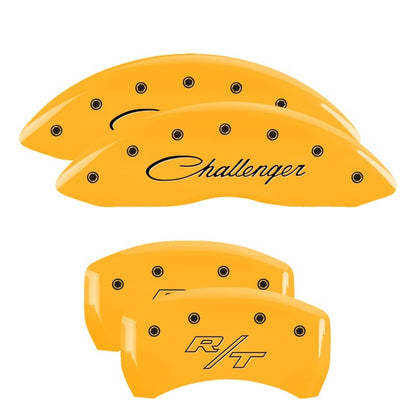 MGP 4 Caliper Covers Engraved F & R w/ Stripes/Dodge Yellow Finish Black Char 2006 Dodge Charger MGP