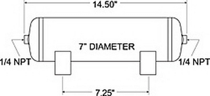 Firestone Air Tank 2 Gallon 7in. x 14.5in. (2) 1/4in. NPT Ports 150 PSI Max - Black (WR17609126) - eliteracefab.com