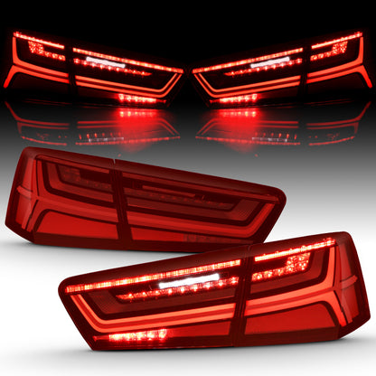 ANZO 2012-2018 Audi A6 LED Taillight Black Housing Red/Clear Lens 4 pcs (Sequential Signal) - eliteracefab.com