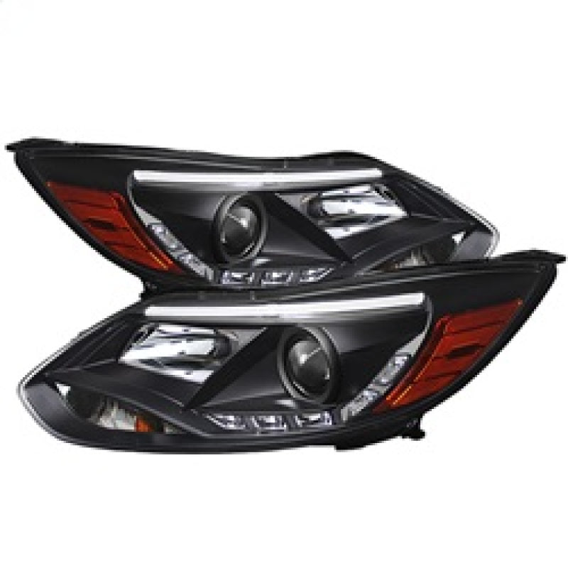 Spyder Ford Focus 12-14 Projector Headlights Halogen Model Only - DRL Black PRO-YD-FF12-DRL-BK - eliteracefab.com