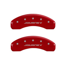 Load image into Gallery viewer, MGP 4 Caliper Covers Engraved Front &amp; Rear With out stripes/Journey Red finish silver ch MGP