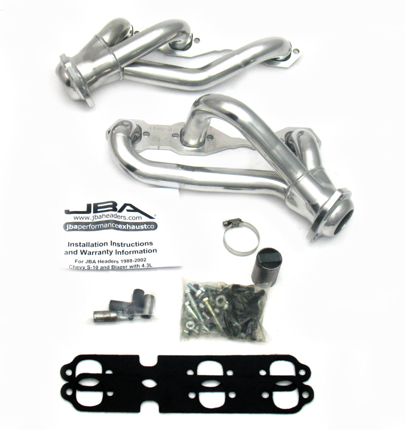JBA 88-95 & 02-03 GM S-Truck 4.3L V6 4WD 1-1/2in Primary Silver Ctd Cat4Ward Header JBA