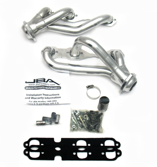 JBA 88-95 & 02-03 GM S-Truck 4.3L V6 4WD 1-1/2in Primary Silver Ctd Cat4Ward Header JBA