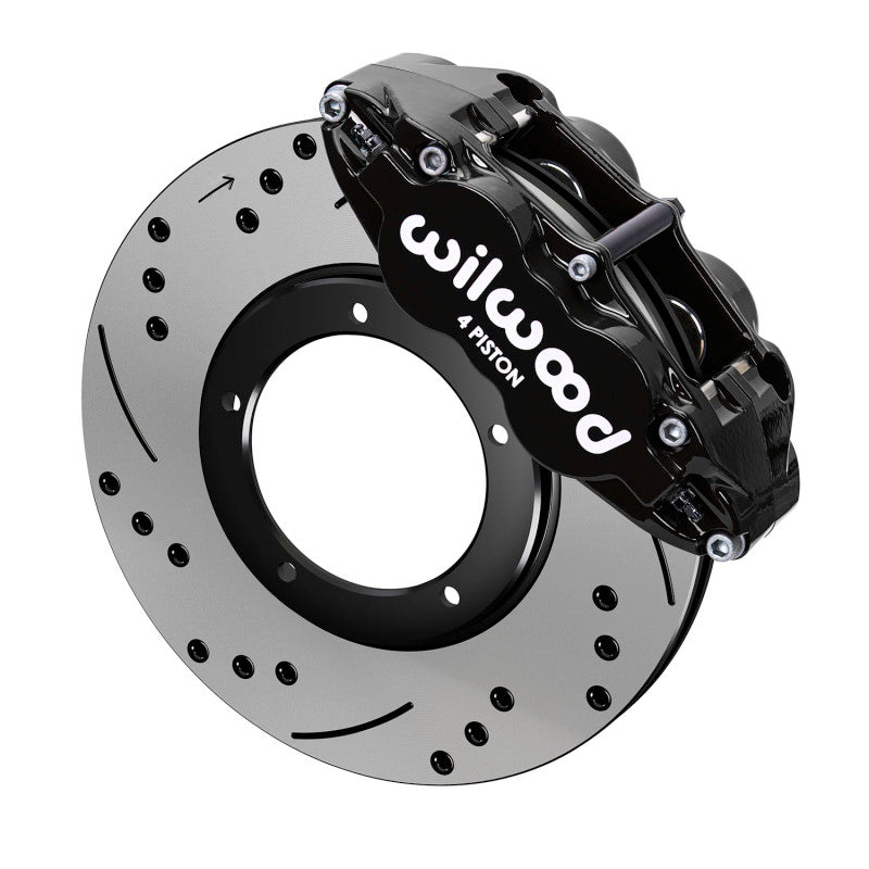 Wilwood 69-83 Porsche 911 Front Superlite Brake Kit 3.5in MT Drilled & Slotted - Black Wilwood