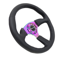 Load image into Gallery viewer, NRG Reinforced Steering Wheel (350mm / 2.5in. Deep) Leather Race Comfort Grip w/4mm Neochrome Spokes - eliteracefab.com