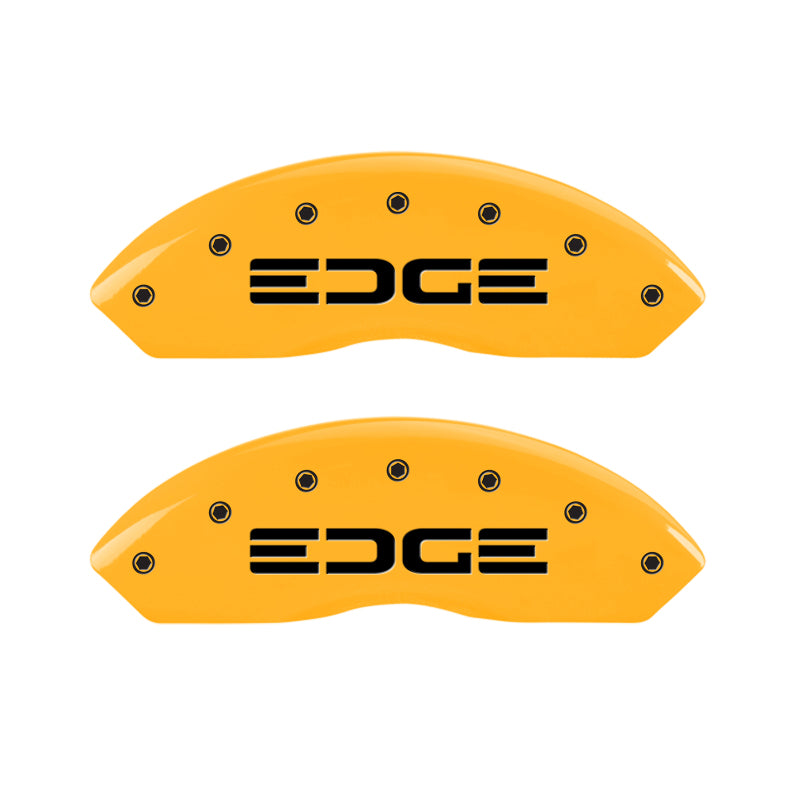 MGP 4 Caliper Covers Engraved Front & Rear Edge Yellow Finish Black Char 2008 Ford Edge MGP