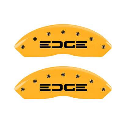 MGP 4 Caliper Covers Engraved Front & Rear Edge Yellow Finish Black Char 2008 Ford Edge MGP