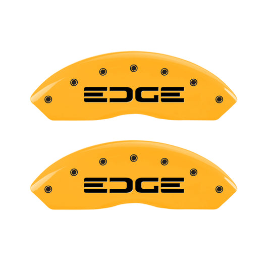 MGP 4 Caliper Covers Engraved Front & Rear Edge Yellow Finish Black Char 2008 Ford Edge MGP
