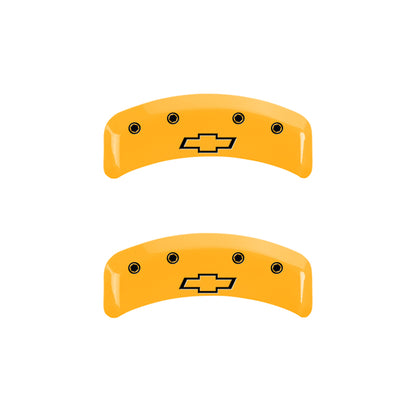 MGP 4 Caliper Covers Engraved Front & Rear Bowtie Yellow Finish Black Char 1997 Chevrolet Camaro MGP