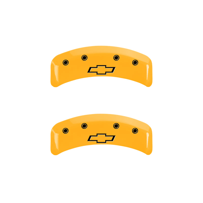 MGP 4 Caliper Covers Engraved Front & Rear Bowtie Yellow Finish Black Char 1997 Chevrolet Camaro MGP